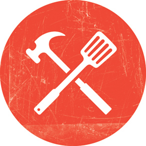 Icon of hammer and spatula crossing