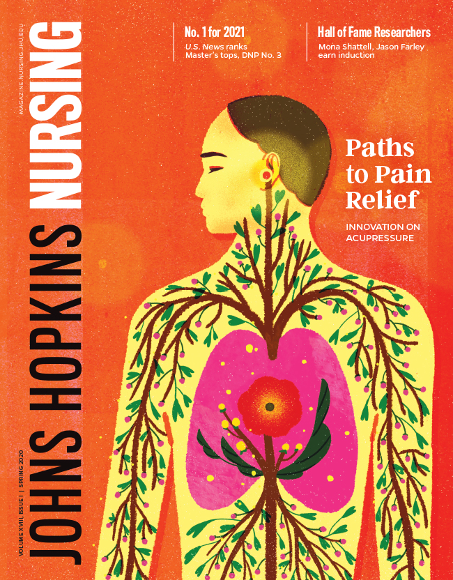 Johns Hopkins Nursing Magazine Spring 2020 Cover: Paths to Pain Relief